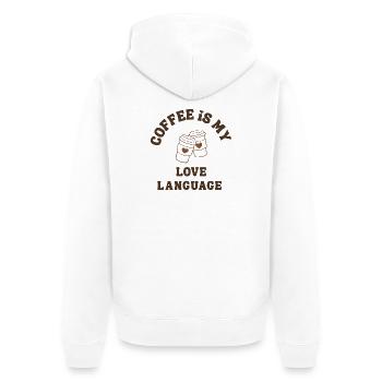 Kaffee ist meine Liebessprache süßer romantischer Kaffee - Unisex Premium Bio Zip Hoodie - Weiß - Hinten - Thijin (182cm)