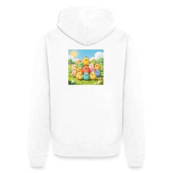 Photo du groupe des poulets colorés - Veste à capuche bio Premium Unisexe - blanc - Dos - Thijin (182cm)