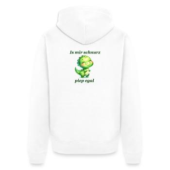 Schnurz piep egal Lustiger Spruch süßer Dino - Unisex Premium Bio Zip Hoodie - Weiß - Hinten - Thijin (182cm)