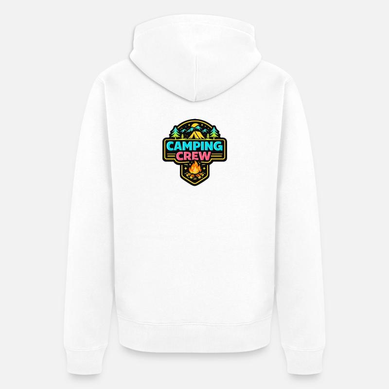 Badge néon de l’équipe de camping - Veste à capuche bio Premium Unisexe - blanc