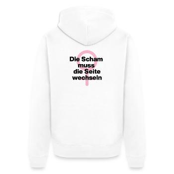 FRAUENPOWER: DIE SCHAM MUSS DIE SEITE WECHSELN ♀ - Unisex Premium Bio Zip Hoodie - Weiß - Hinten - Thijin (182cm)