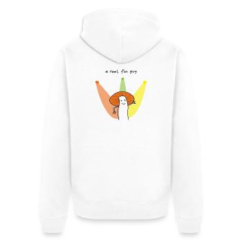 Real Fun Guy Pilz-Cartoon - Unisex Premium Bio Zip Hoodie - Weiß - Hinten - Thijin (182cm)