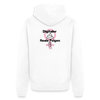 DIGITALER KACK, REALE FOLGEN! ♀️GIRL POWER, FEMALE - Unisex Premium Bio Zip Hoodie - Weiß - Hinten - Thijin (182cm)