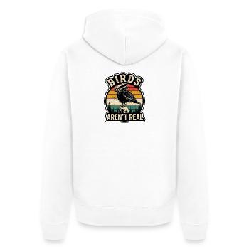 Conspiracy Theory Birds Are Drones Crow - Unisex Premium Organic Zip Hoodie - white - Back - Thijin (182cm)