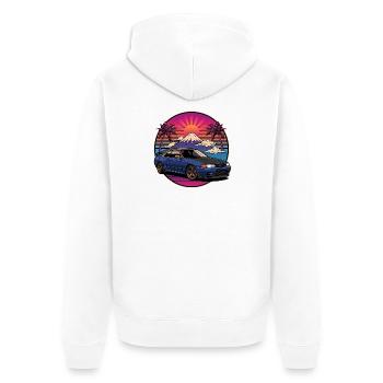 JDM Auto Japanisches Retro-Autorennen Drift-Legende - Unisex Premium Bio Zip Hoodie - Weiß - Hinten - Thijin (182cm)