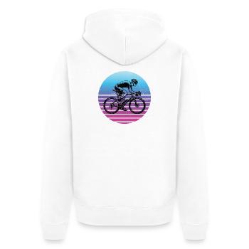 Geschenkidee für einen Roadbike mit Roadbike - Unisex Premium Bio Zip Hoodie - Weiß - Hinten - Thijin (182cm)