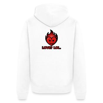 Love Lol – Flaming Heart with Horns - Unisex Premium Organic Zip Hoodie - white - Back - Thijin (182cm)
