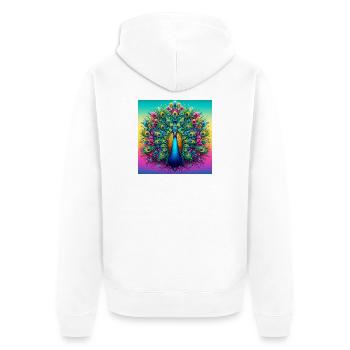 peacock - Unisex Premium Organic Zip Hoodie - white - Back - Thijin (182cm)