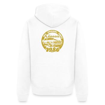 40th Birthday - Classic Musclecar 05/1986 - Unisex Premium Organic Zip Hoodie - white - Back - Thijin (182cm)