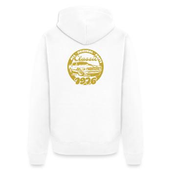 50e anniversaire - Classic Musclecar 05/1976 - Veste à capuche bio Premium Unisexe - blanc - Dos - Thijin (182cm)