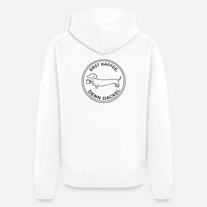 erst kaffee denn dackel - Unisex Premium Bio Zip Hoodie - Weiß