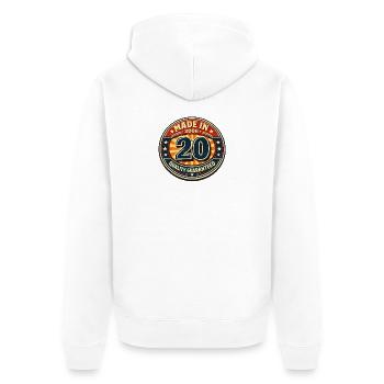 Hergestellt 2006 Vintage Abzeichen - Unisex Premium Bio Zip Hoodie - Weiß - Hinten - Thijin (182cm)