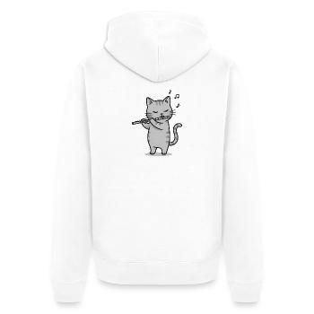 Musikalische Katze schenkt Musik Katzen - Unisex Premium Bio Zip Hoodie - Weiß - Hinten - Thijin (182cm)