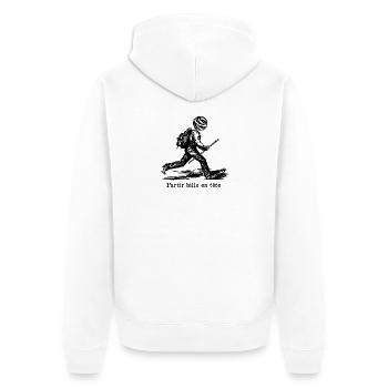 Partir bille en tête - jeu de mots décalé - Veste à capuche bio Premium Unisexe - blanc - Dos - Thijin (182cm)