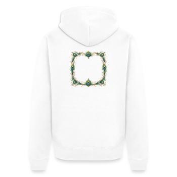 Pfauenfeder Rahmen Ornament Boho Design - Unisex Premium Bio Zip Hoodie - Weiß - Hinten - Thijin (182cm)
