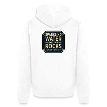 Sparklendes Wasser auf Felsen Neon - Unisex Premium Bio Zip Hoodie - Weiß - Hinten - Thijin (182cm)