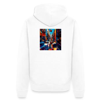 Buntes Straßenlabyrinth mit Luftballons - Unisex Premium Bio Zip Hoodie - Weiß - Hinten - Thijin (182cm)