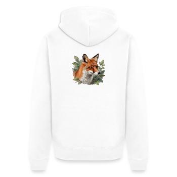 Botanical Fox - Unisex Premium Organic Zip Hoodie - white - Back - Thijin (182cm)