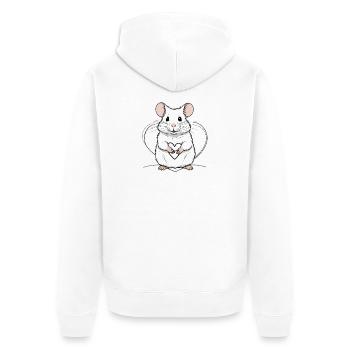 Herz-Maus-Charme - Unisex Premium Bio Zip Hoodie - Weiß - Hinten - Thijin (182cm)