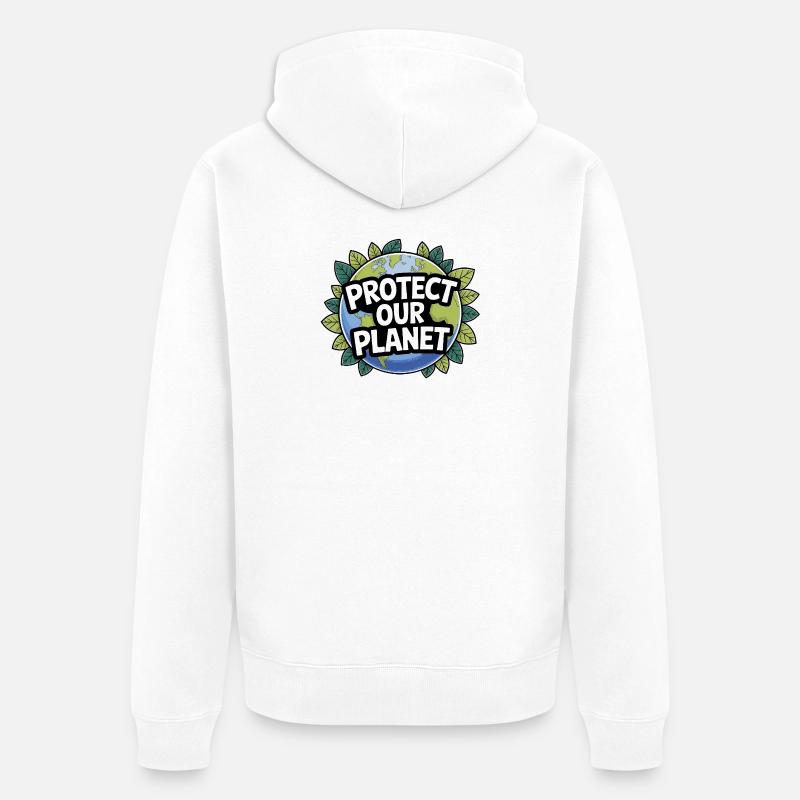 Protéger la Terre – Thème Planète - Veste à capuche bio Premium Unisexe - blanc