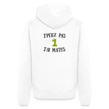 T-shirt Humour Maths - J'peux pas J'ai Maths  - Veste à capuche bio Premium Unisexe - blanc - Dos - Thijin (182cm)