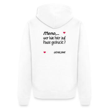Pause Stimmung Menopause - Unisex Premium Bio Zip Hoodie - Weiß - Hinten - Thijin (182cm)