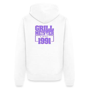 Grillbesteck 1991 - Unisex Premium Bio Zip Hoodie - Weiß - Hinten - Thijin (182cm)
