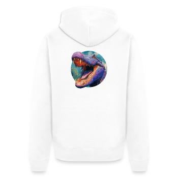 Buntes Dinosaurier-Design - Unisex Premium Bio Zip Hoodie - Weiß - Hinten - Thijin (182cm)