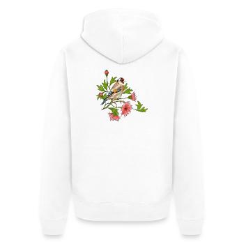 Bunter Vogel - Unisex Premium Bio Zip Hoodie - Weiß - Hinten - Thijin (182cm)