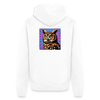 Eule - Unisex Premium Bio Zip Hoodie - Weiß - Hinten - Thijin (182cm)