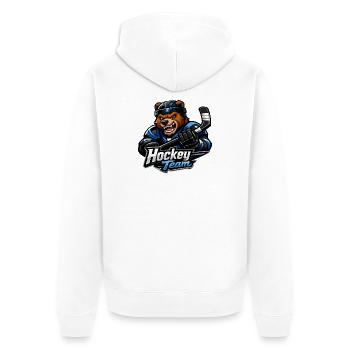 Bär Eishockey Team Maskottchen - Unisex Premium Organic Zip Hoodie - white - Back - Thijin (182cm)
