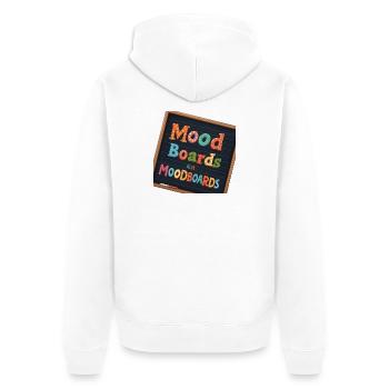 Mood Boards Typographie colorée - Veste à capuche bio Premium Unisexe - blanc - Dos - Thijin (182cm)