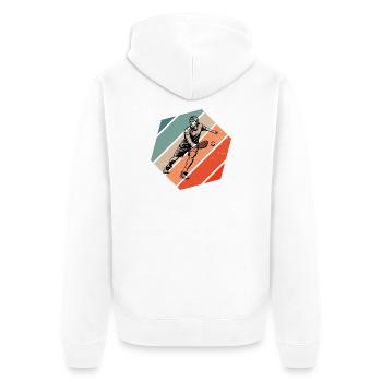Pickleball Coach Geschenk für Pickleballspiel Fans - Unisex Premium Bio Zip Hoodie - Weiß - Hinten - Thijin (182cm)