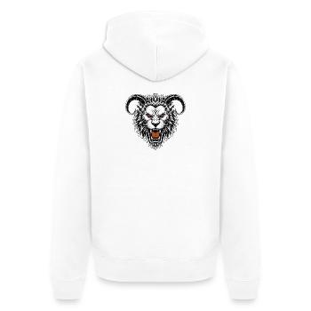 Löwenmaske Widderhörner Weißes Chimäre-Totem - Unisex Premium Bio Zip Hoodie - Weiß - Hinten - Thijin (182cm)
