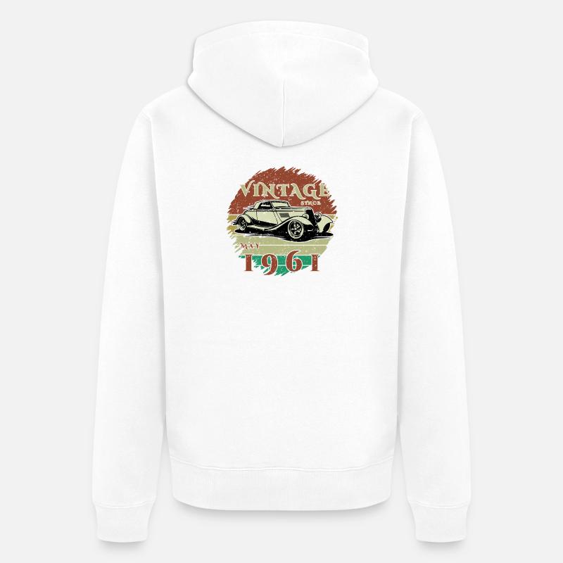 65e anniversaire - Classiques - Millésime depuis 05/1961 - Veste à capuche bio Premium Unisexe - blanc