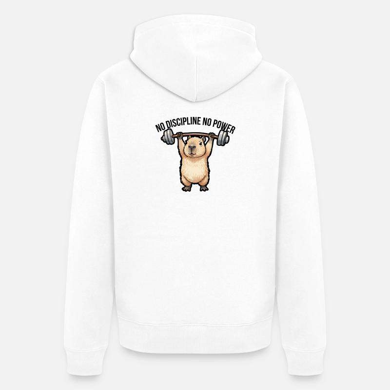Gymnase de Capybara Design drôle d’animaux - Veste à capuche bio Premium Unisexe - blanc