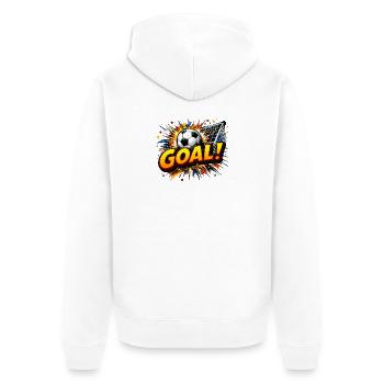 Goal Bang : Balle et filet - Veste à capuche bio Premium Unisexe - blanc - Dos - Thijin (182cm)