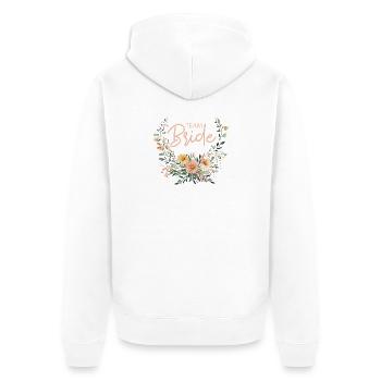 Team Bride! Boho Blumen Bouquet, personalisierbar - Unisex Premium Bio Zip Hoodie - Weiß - Hinten - Thijin (182cm)