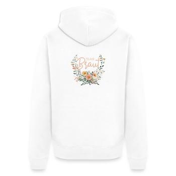 Team Braut! Boho Blumen Bouquet, personalisierbar - Unisex Premium Bio Zip Hoodie - Weiß - Hinten - Thijin (182cm)