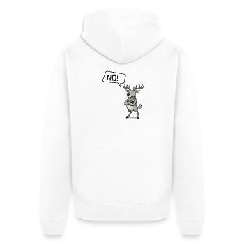 Nö! Hirsch – Sturkopf & stolzer Nein-Sager - Unisex Premium Bio Zip Hoodie - Weiß - Hinten - Thijin (182cm)