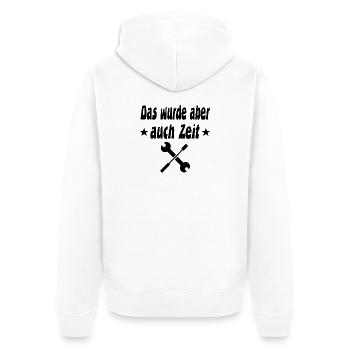Schrauben - Unisex Premium Bio Zip Hoodie - Weiß - Hinten - Thijin (182cm)
