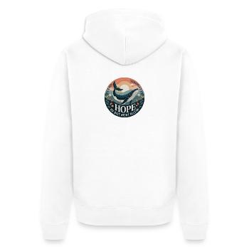 Hope/ Timmy der Wal in der Ostsee - Unisex Premium Bio Zip Hoodie - Weiß - Hinten - Thijin (182cm)