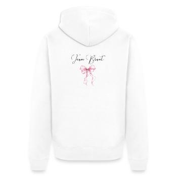 Team Braut! Pinke Schleife - Unisex Premium Bio Zip Hoodie - Weiß - Hinten - Thijin (182cm)