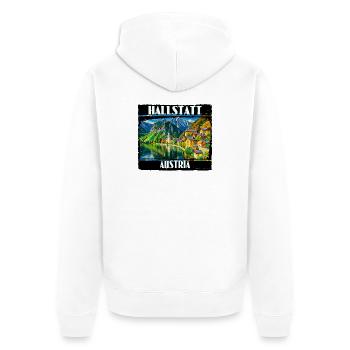 Hallstadt, Austria - Unisex Premium Organic Zip Hoodie - white - Back - Thijin (182cm)