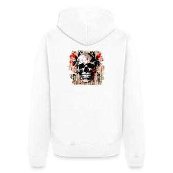 Schädel Graffiti Explosion - Unisex Premium Bio Zip Hoodie - Weiß - Hinten - Thijin (182cm)