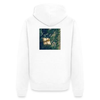 Golden present on pine branches - Unisex Premium Organic Zip Hoodie - white - Back - Thijin (182cm)