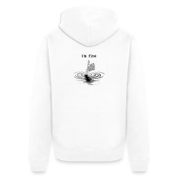 Daumen Hoch aus Wasserkreisen Mir gehts gut - Unisex Premium Bio Zip Hoodie - Weiß - Hinten - Thijin (182cm)