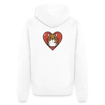 Conception de câlins de hamster au cœur - Veste à capuche bio Premium Unisexe - blanc - Dos - Thijin (182cm)