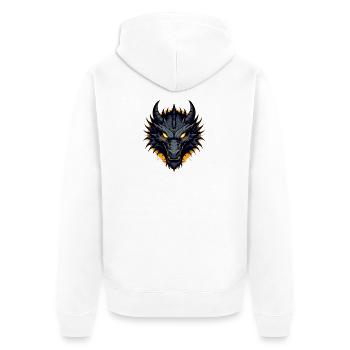 Schwarzer Drache Drachenkopf - Unisex Premium Bio Zip Hoodie - Weiß - Hinten - Thijin (182cm)