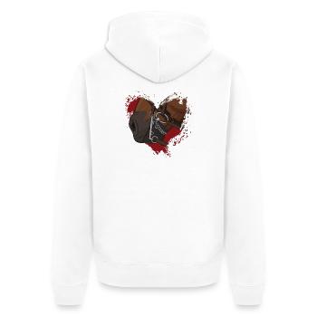 Das Maul eines Pferdes mit einem Gebiss und einem Herzen - Unisex Premium Bio Zip Hoodie - Weiß - Hinten - Thijin (182cm)
